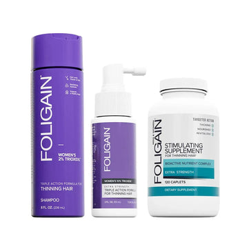 Foligain Shampoo + Serum + Haarwuchs Kapseln (Frau) Foligain Haarwuchsbehandlung (Frau) - Hairgivers