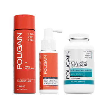 Foligain Shampoo + Serum + Haarwuchs Kapseln (Mann) Foligain Haarwuchsbehandlung (Mann) - Hairgivers