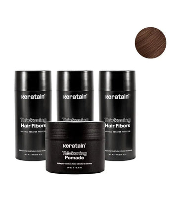 3x Keratain Streuhaar + gratis Keratain Pomade - Mittlelbraun (25 gr) 3x Keratain Streuhaar + gratis Keratain Pomade - Mittlelbraun (25 gr) - Hairgivers