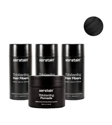 3x Keratain Streuhaar + gratis Keratain Pomade - Schwarz (25 gr) 3x Keratain Streuhaar + gratis Keratain Pomade - Schwarz (25 gr) - Hairgivers