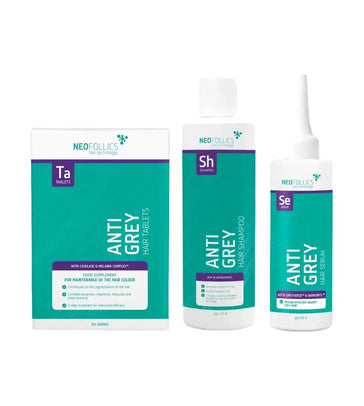 Neofollics Anti-Grau Shampoo + Serum + Tabletten Neofollics Anti-Grau Behandlung - Hairgivers